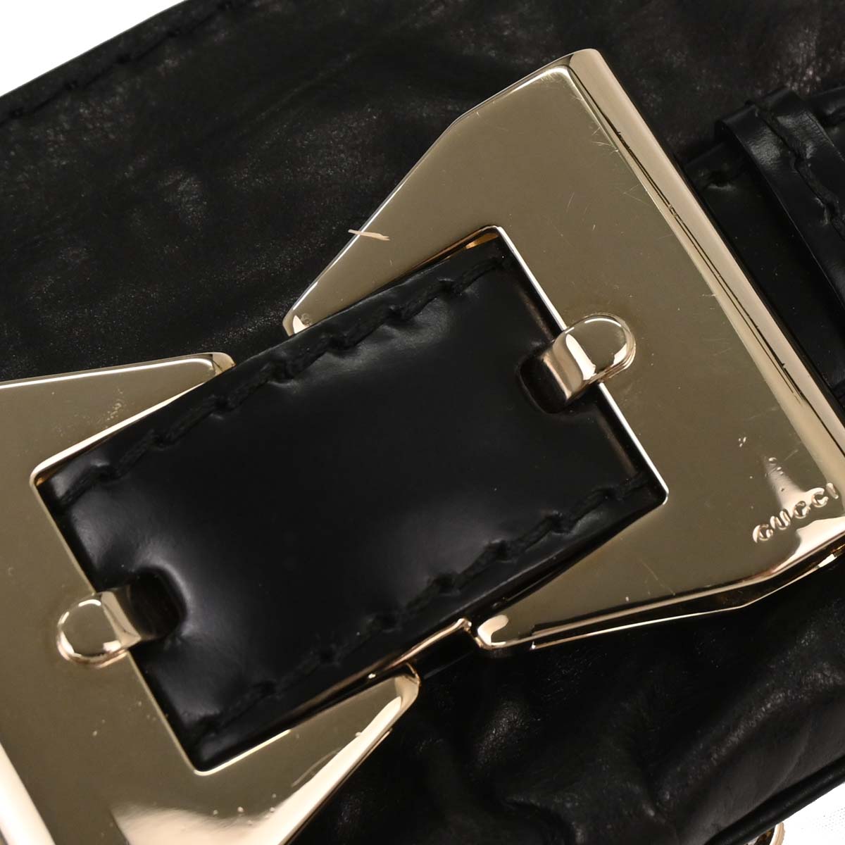 Gucci Black Leather Queen Chain Handbag