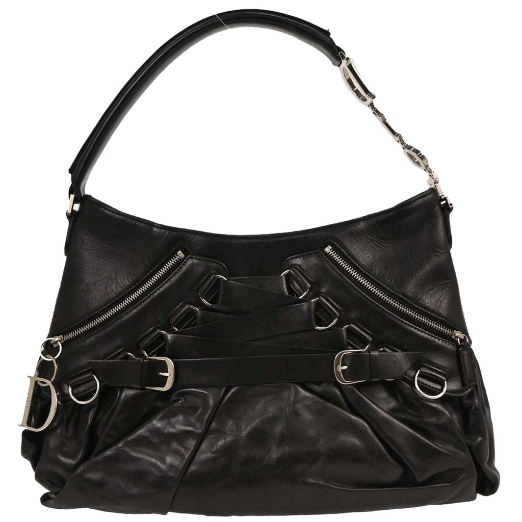 Christian Dior 2004 Black Leather Corset Handbag