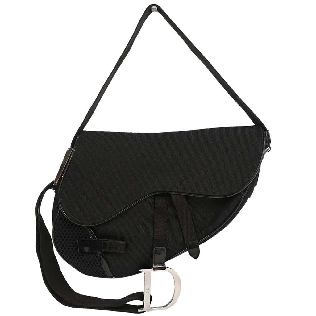 Christian Dior 2002 Black Nylon Saddle Shoulder Bag