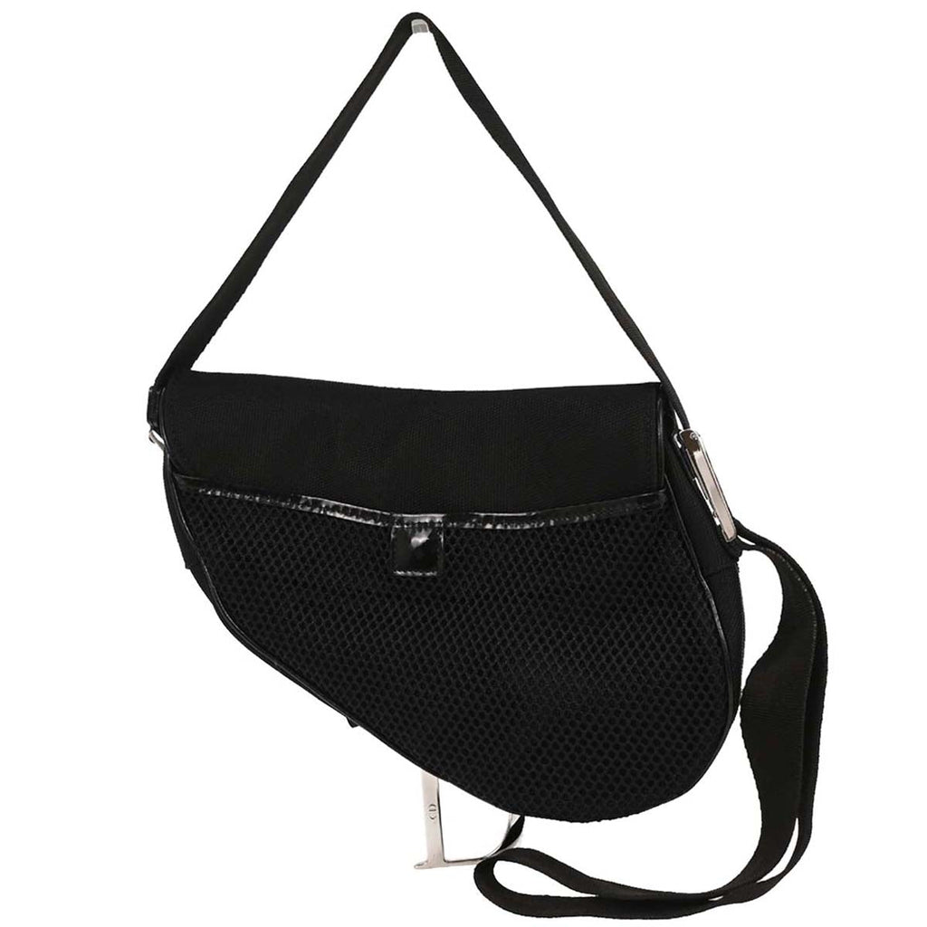 Christian Dior 2002 Black Nylon Saddle Shoulder Bag