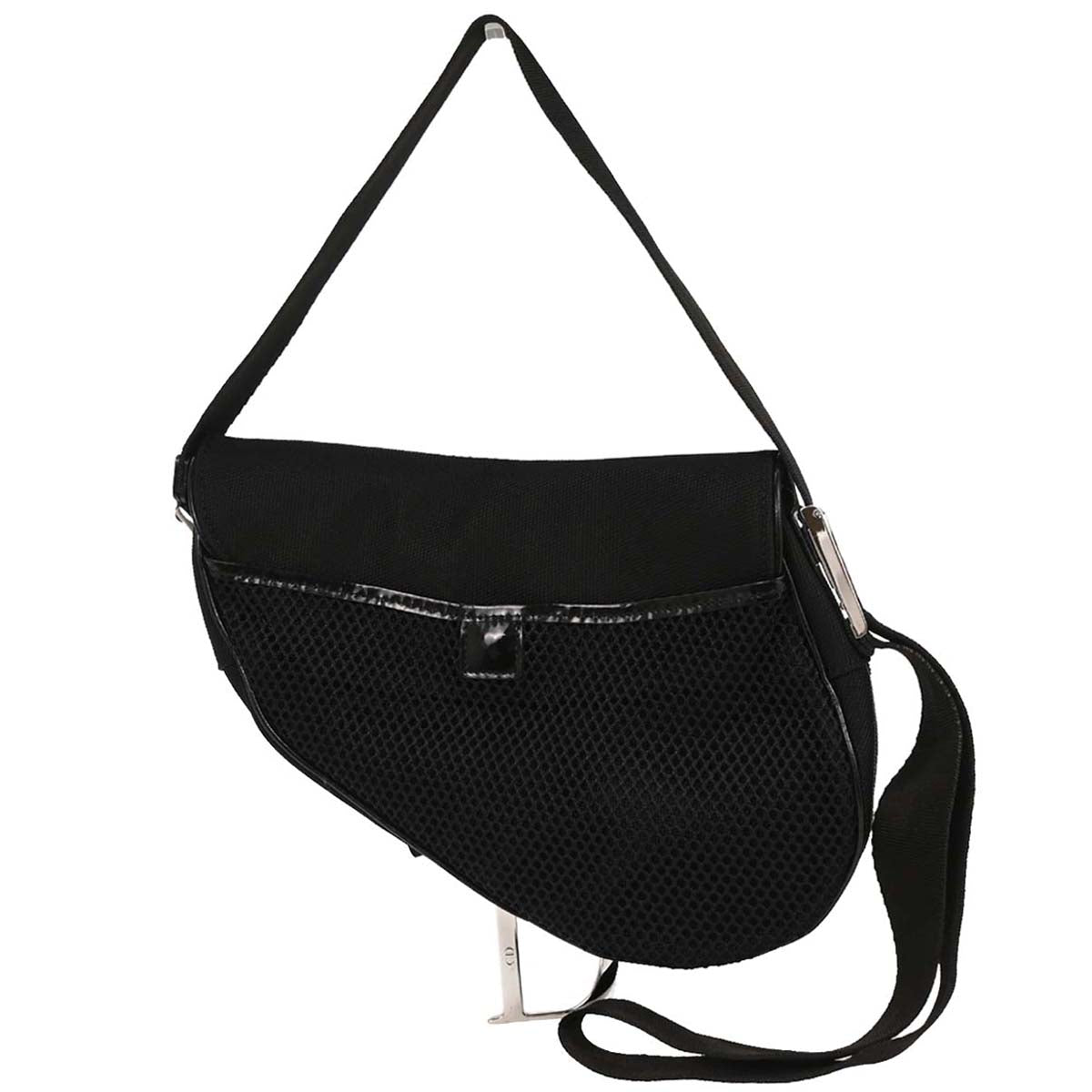 Christian Dior 2002 Black Nylon Saddle Shoulder Bag