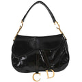 Christian Dior 2000 Black Patent Leather Double Saddle Handbag