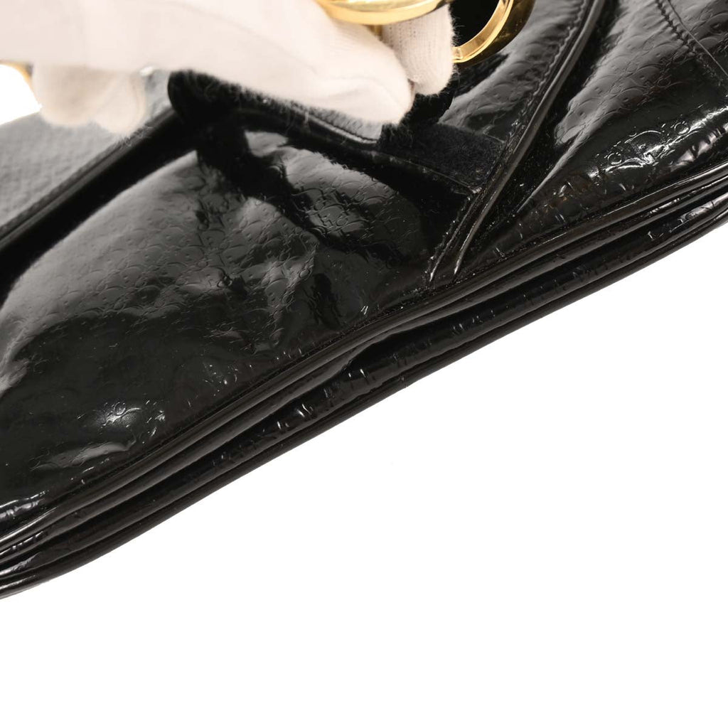 Christian Dior 2000 Black Patent Leather Double Saddle Handbag