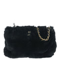 Chanel 2000-2002 Black Rabbit Fur Shoulder Bag
