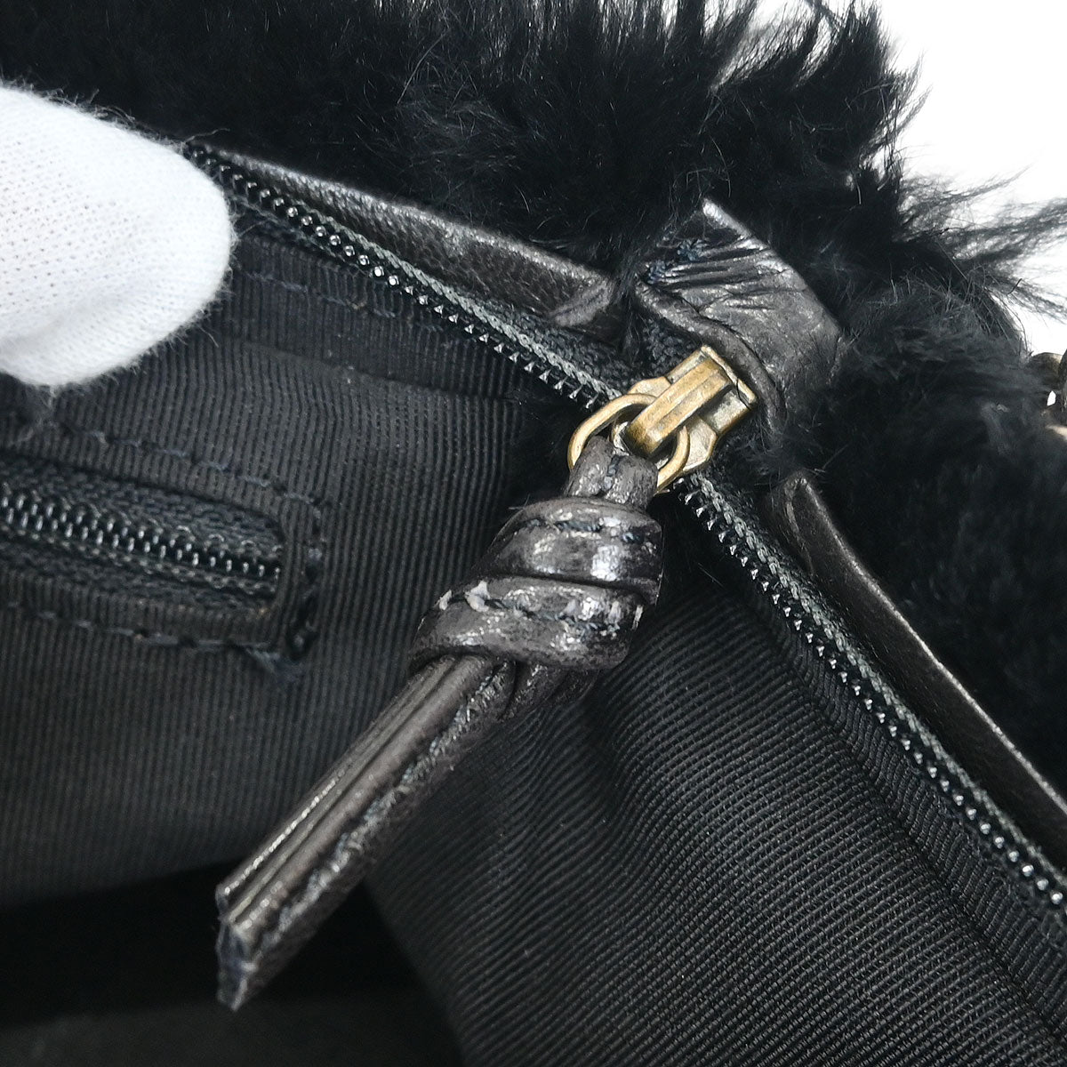Chanel 2000-2002 Black Rabbit Fur Shoulder Bag