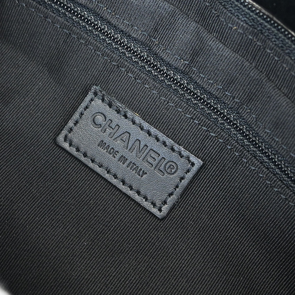 Chanel 2000-2002 Black Rabbit Fur Shoulder Bag