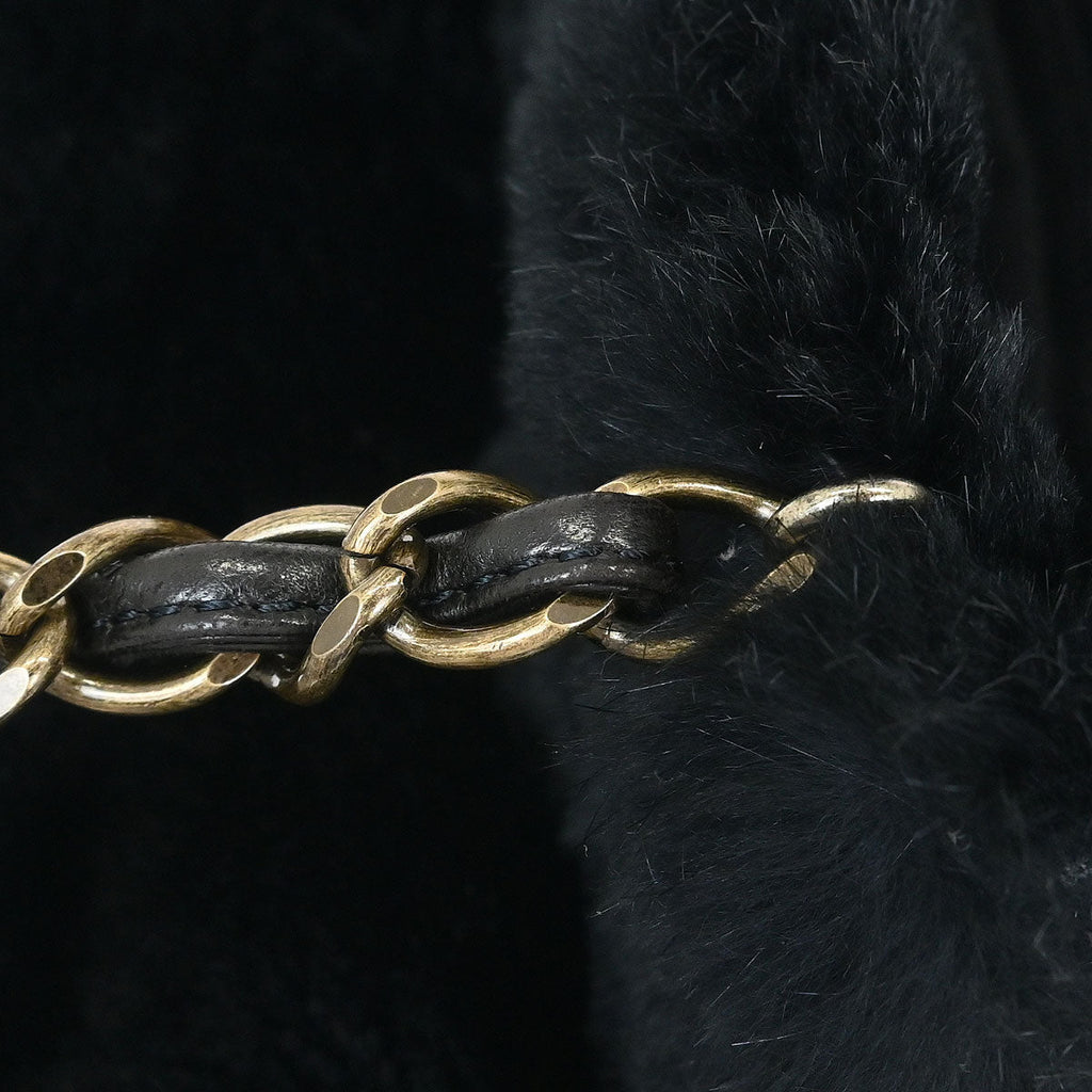 Chanel 2000-2002 Black Rabbit Fur Shoulder Bag