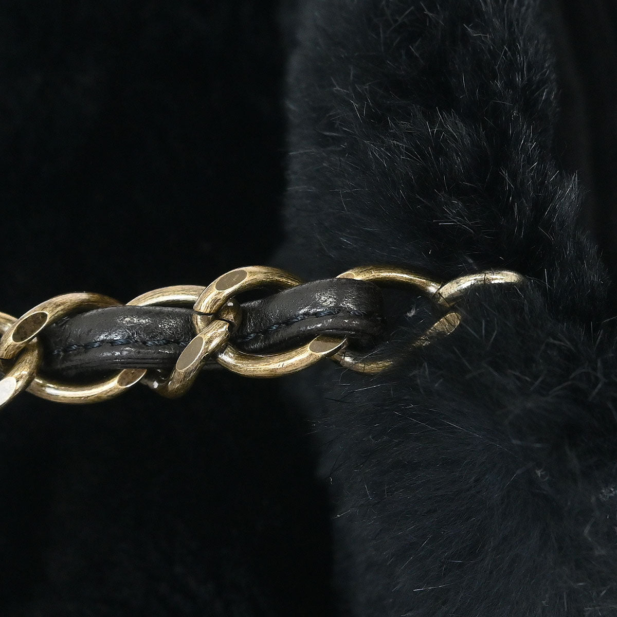 Chanel 2000-2002 Black Rabbit Fur Shoulder Bag