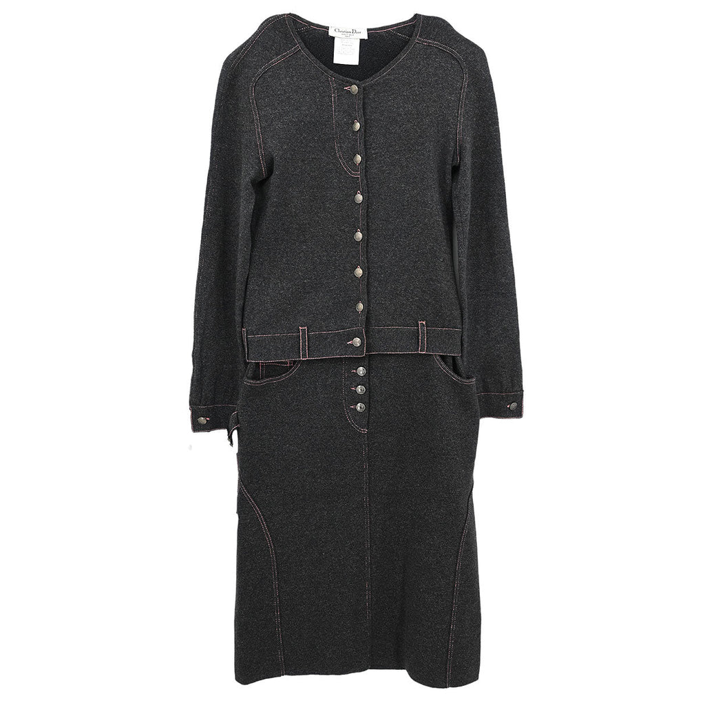 Christian Dior 2003 Setup Suit Cardigan Skirt #36 #38