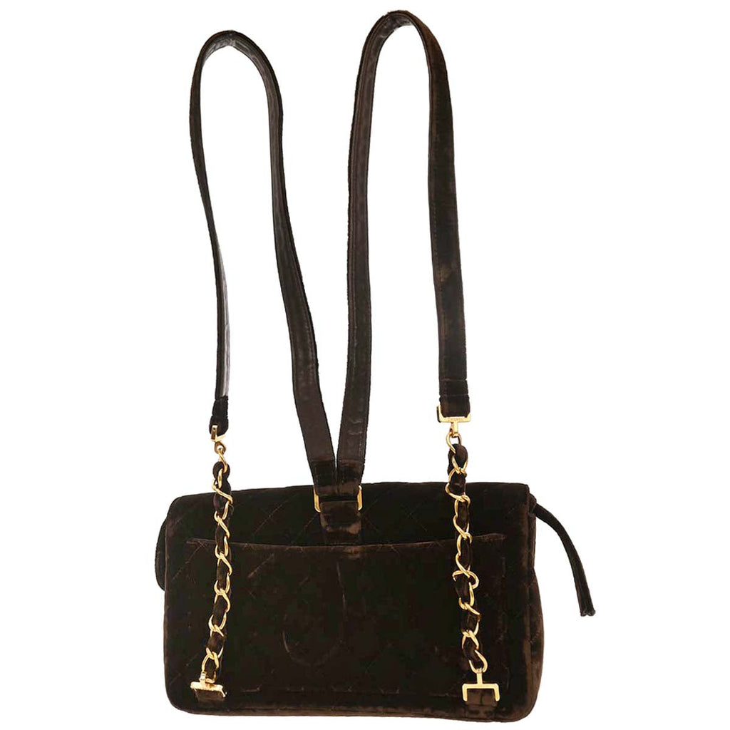 Chanel 1994-1996 Brown Velvet Chain Backpack