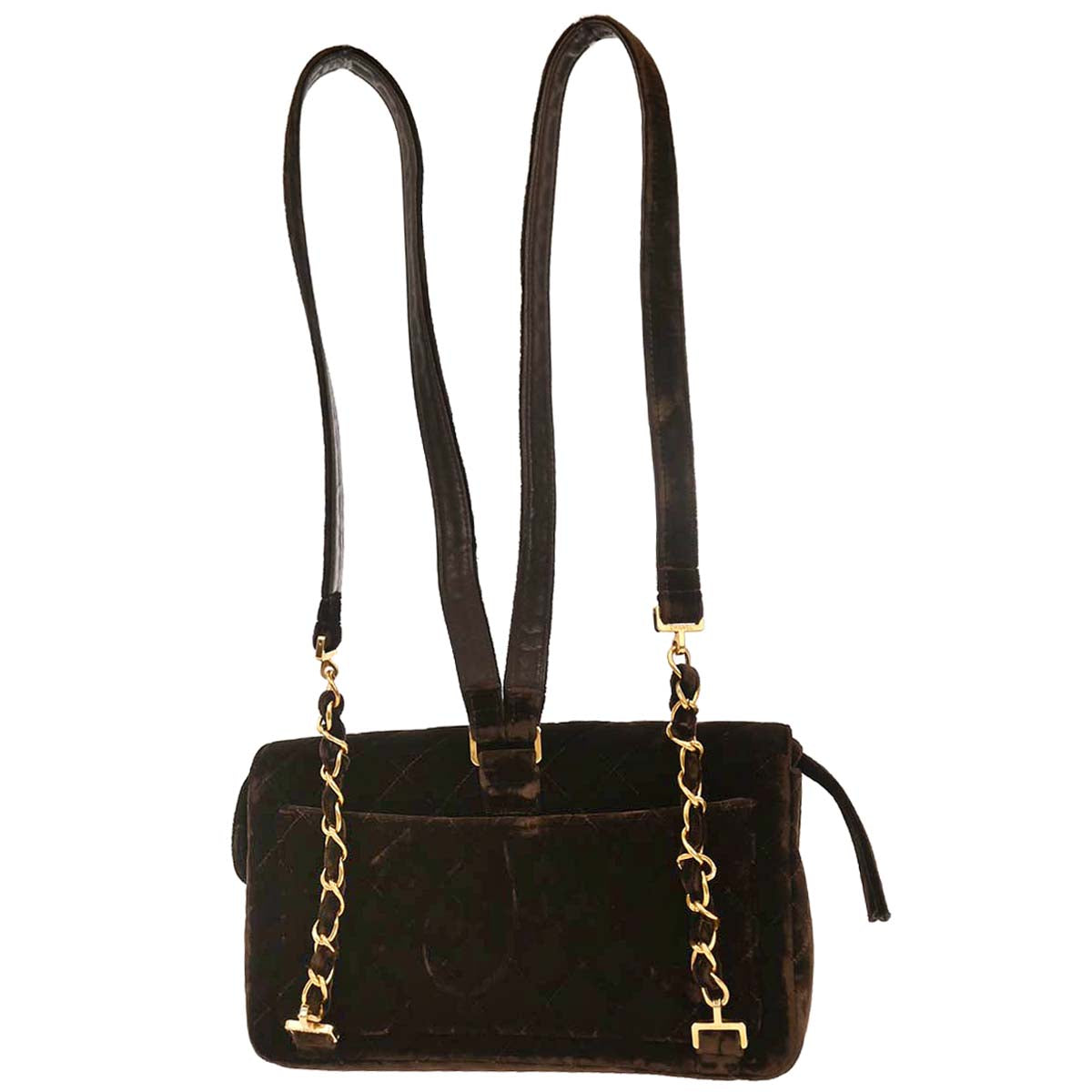 Chanel 1994-1996 Brown Velvet Chain Backpack