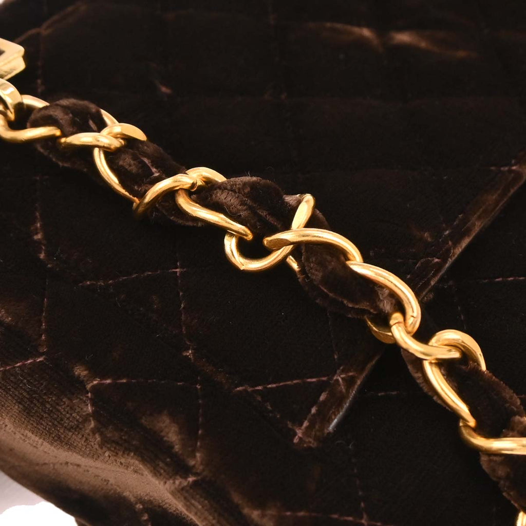 Chanel 1994-1996 Brown Velvet Chain Backpack