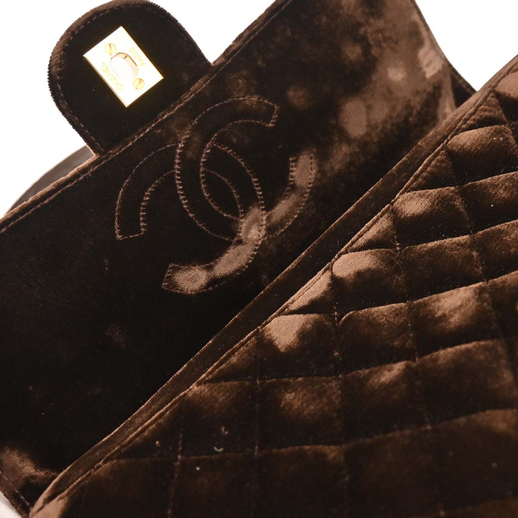 Chanel 1994-1996 Brown Velvet Chain Backpack
