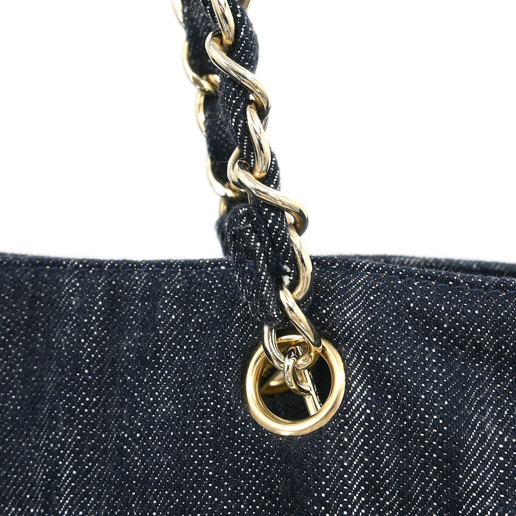 Chanel 2005-2006 Navy Denim Night Flight Tote Handbag