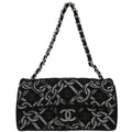 Chanel 2005-2006 Black Canvas Chain Print Handbag