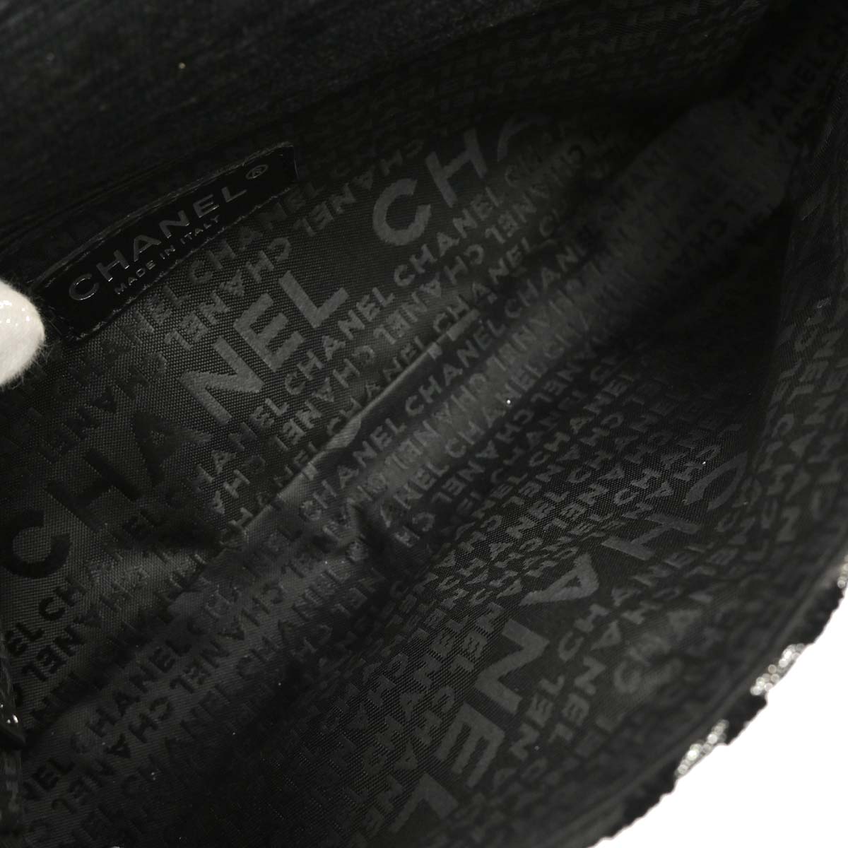 Chanel 2005-2006 Black Canvas Chain Print Handbag