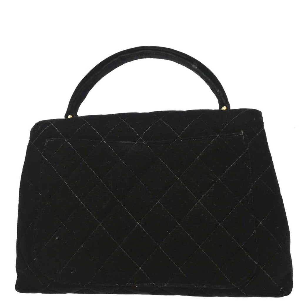 Chanel 1996-1997 Black Velvet Kelly Handbag