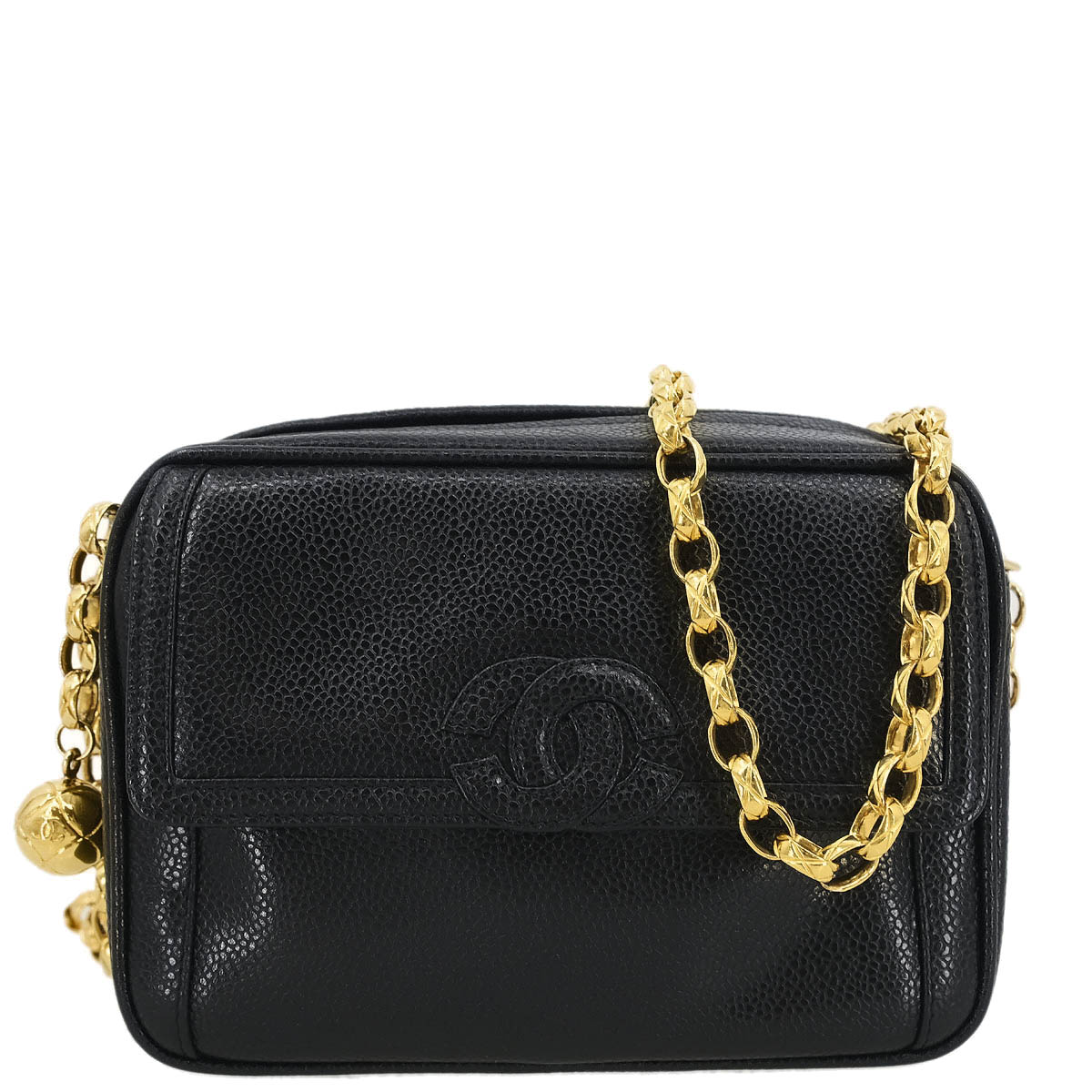 Chanel 1991-1994 Black Caviar Camera Bag Mini