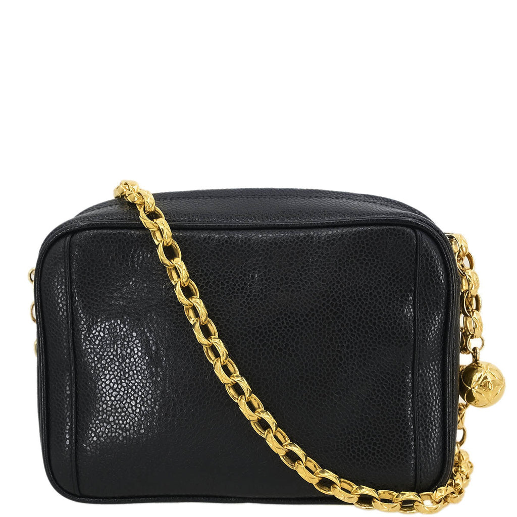 Chanel 1991-1994 Black Caviar Camera Bag Mini