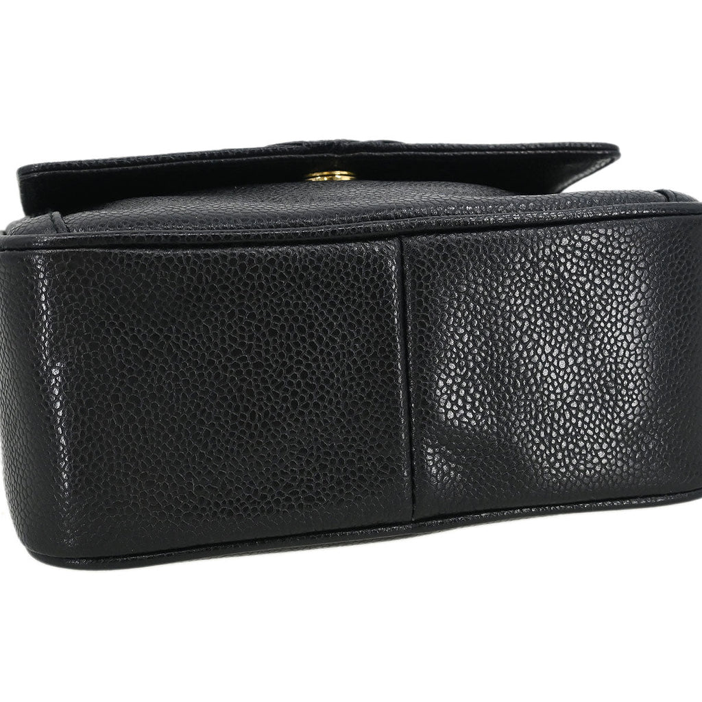Chanel 1991-1994 Black Caviar Camera Bag Mini