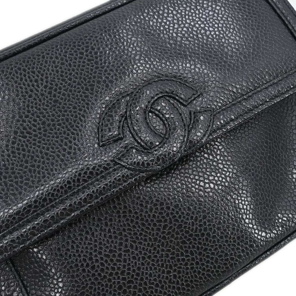 Chanel 1991-1994 Black Caviar Camera Bag Mini