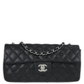 Chanel 2006-2008 Black Perforated Lambskin East West Shoulder Bag