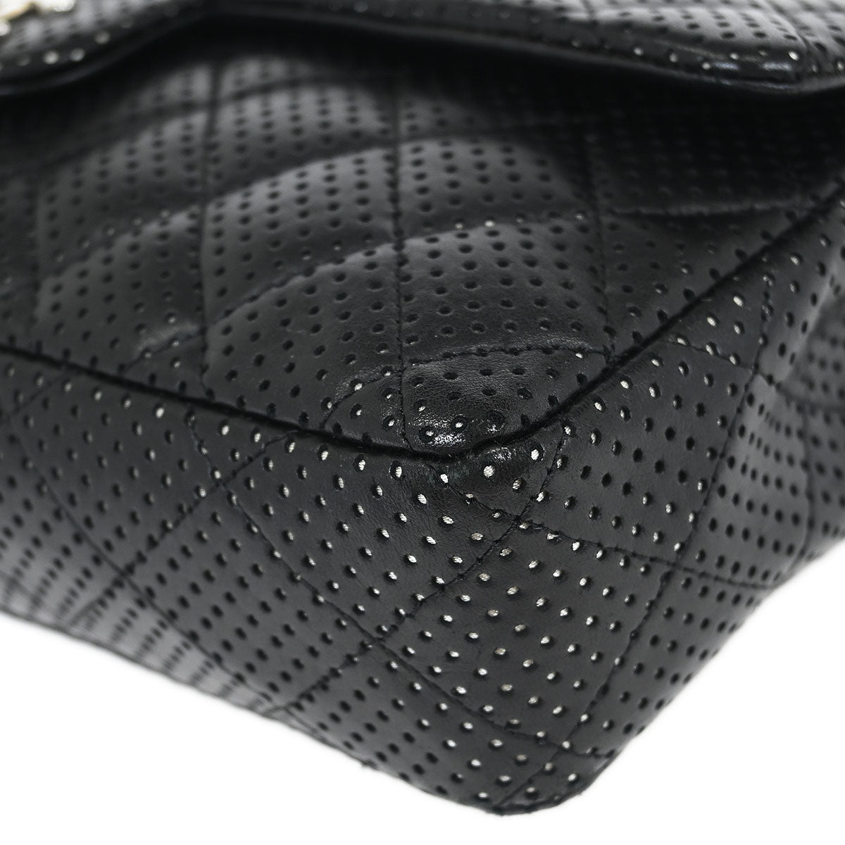 Chanel 2006-2008 Black Perforated Lambskin East West Shoulder Bag