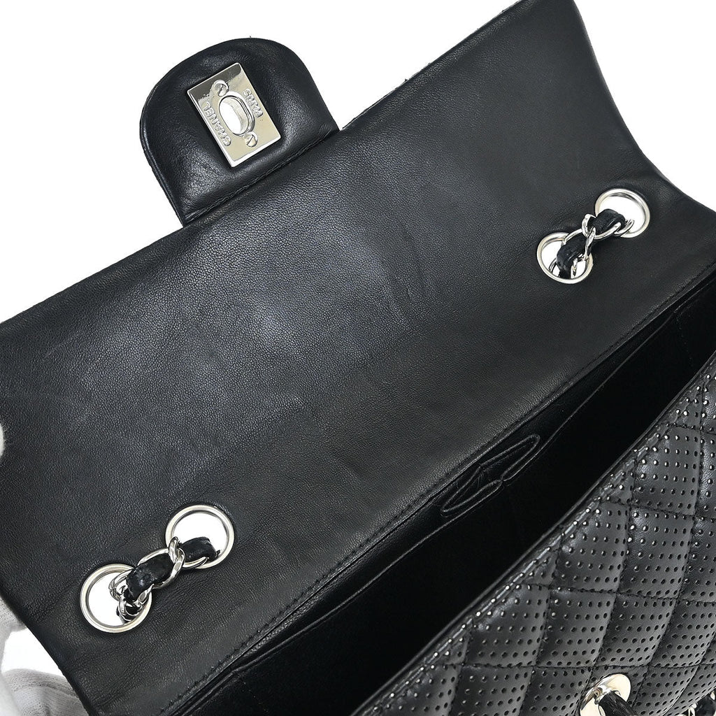 Chanel 2006-2008 Black Perforated Lambskin East West Shoulder Bag
