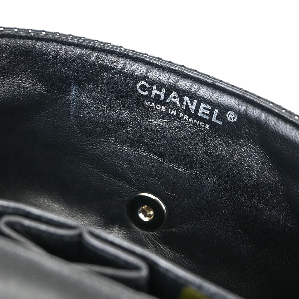 Chanel 2006-2008 Black Perforated Lambskin East West Shoulder Bag