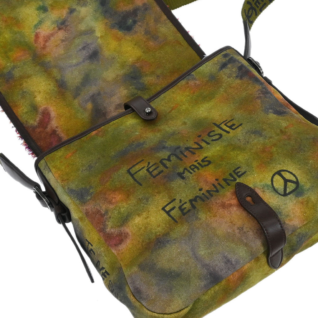 Chanel 2015-2016 Khaki Canvas Graffiti On The Pavement Shoulder Bag