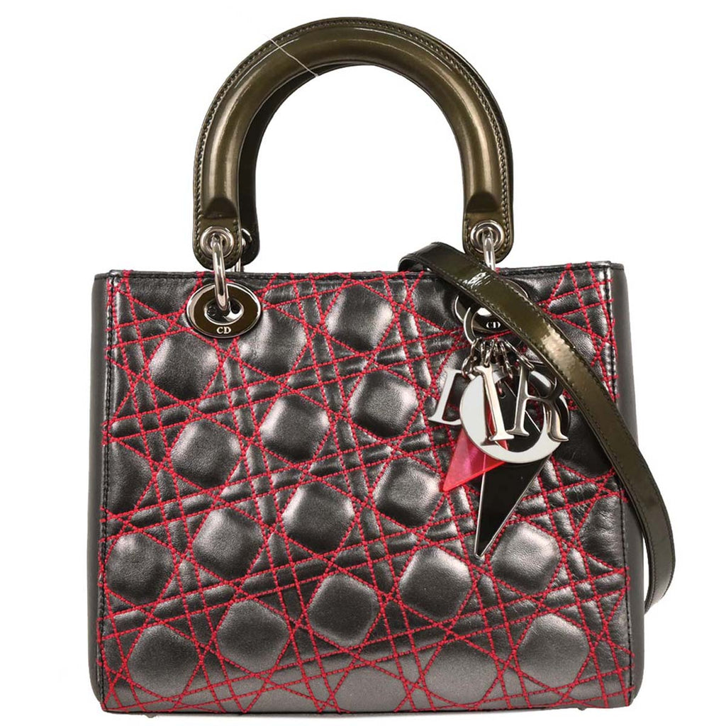 Christian Dior Gray Anselm Reyle Medium Lady Dior Cannage Handbag