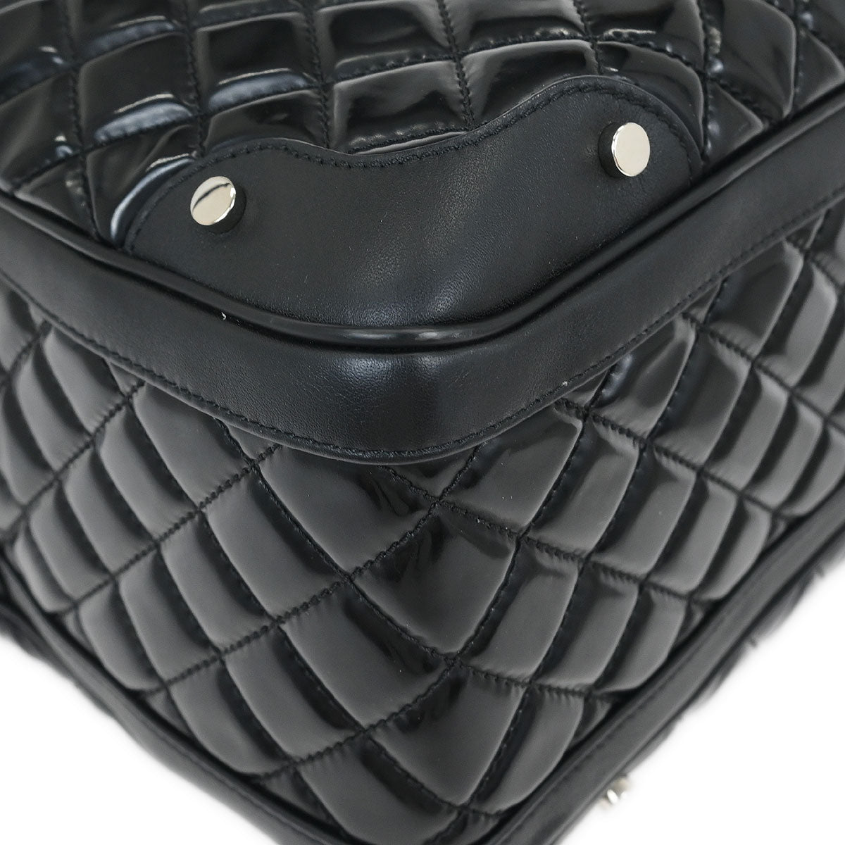 Chanel 2014-2015 Black Patent Leather Duffle Handbag