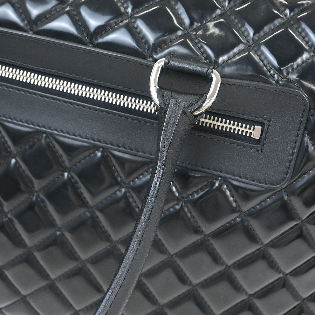 Chanel 2014-2015 Black Patent Leather Duffle Handbag