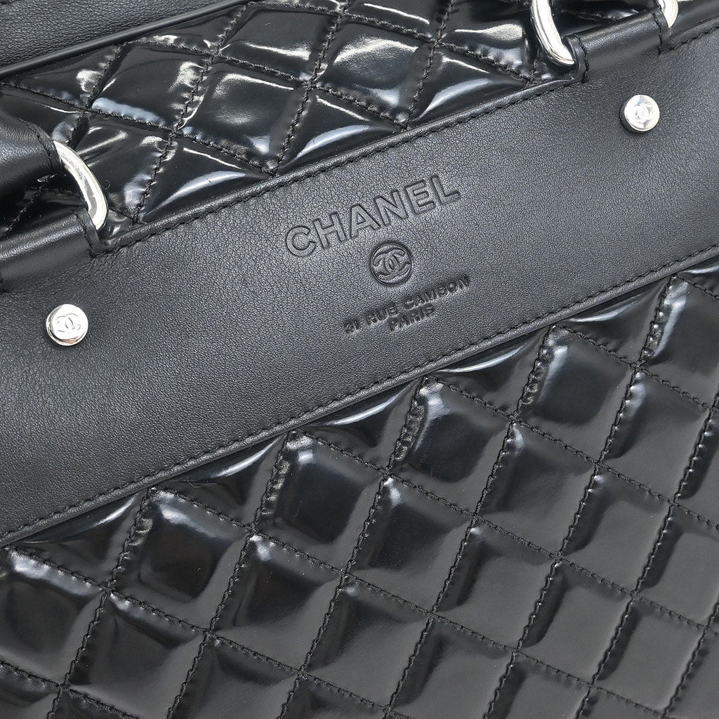 Chanel 2014-2015 Black Patent Leather Duffle Handbag