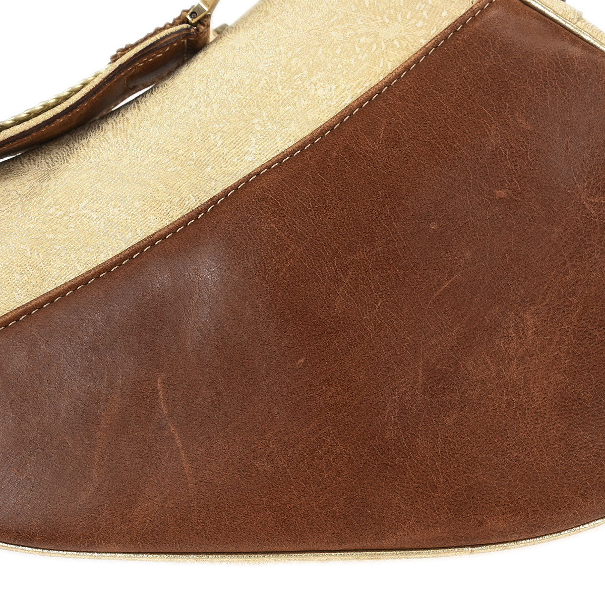 Christian Dior Gold Brown Saddle Handbag