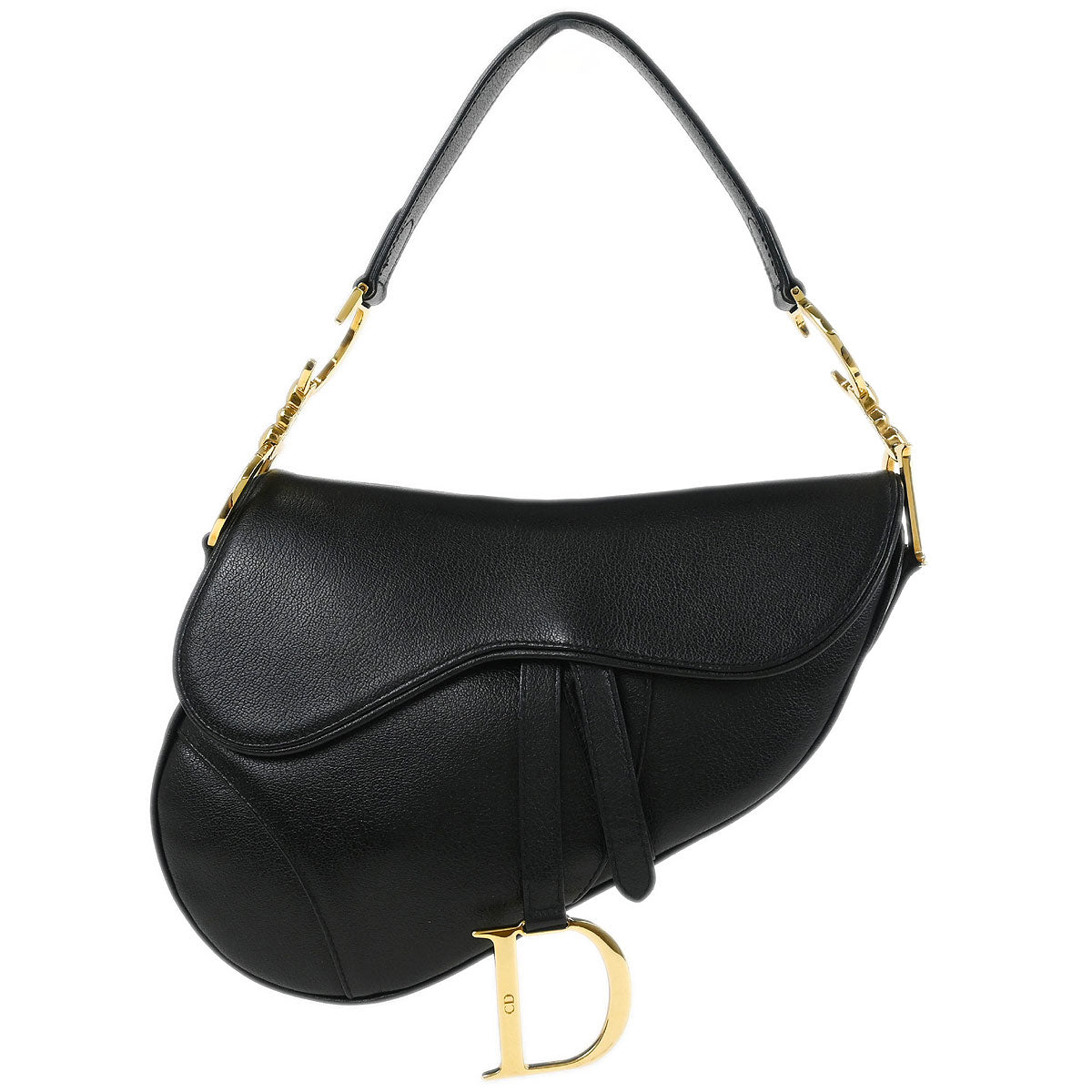 Christian Dior 2001 Black Leather Saddle Handbag
