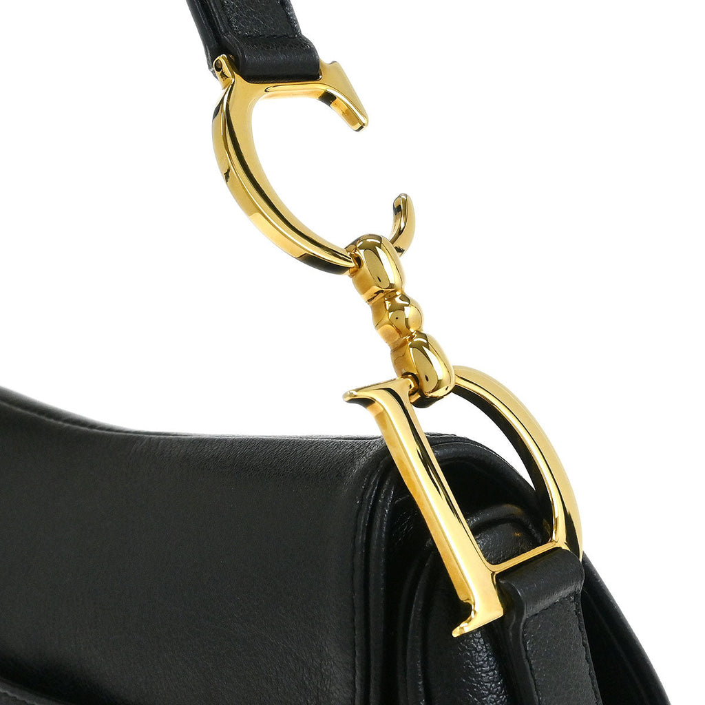 Christian Dior 2001 Black Leather Saddle Handbag