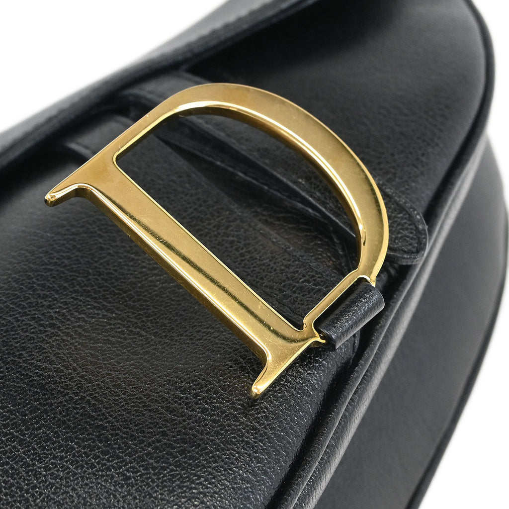 Christian Dior 2001 Black Leather Saddle Handbag