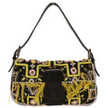 Fendi Black Canvas Beads Baguette Handbag