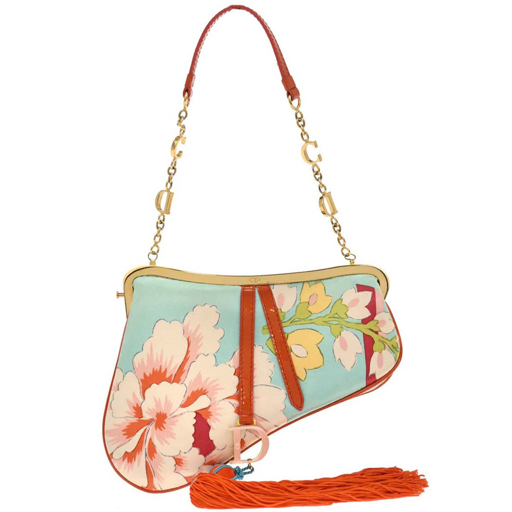 Christian Dior 2003 Blue Satin Saddle Handbag
