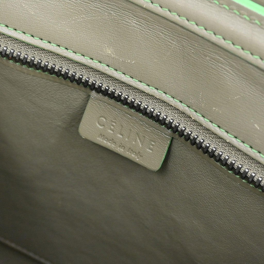 Celine Green Leather Nano Luggage 2way Shoulder Tote Bag
