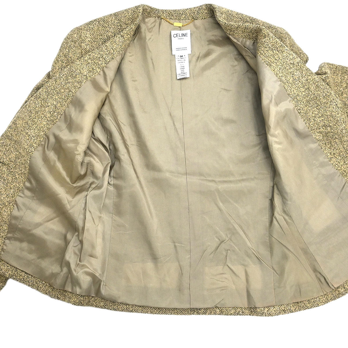 Celine Setup Suit Jacket Skirt Beige #38