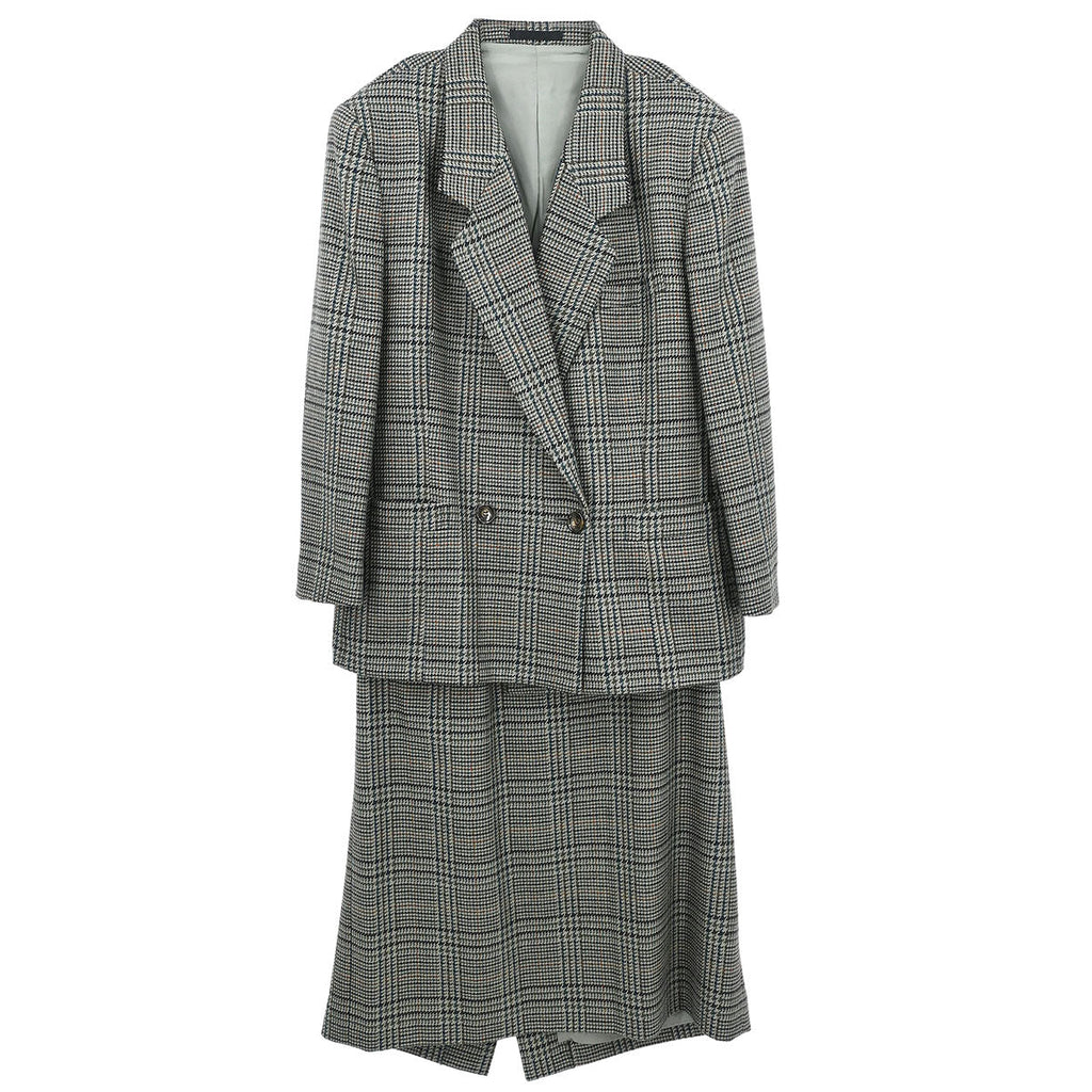 Burberrys Setup Suit Jacket Skirt Green #42–44 #44–46