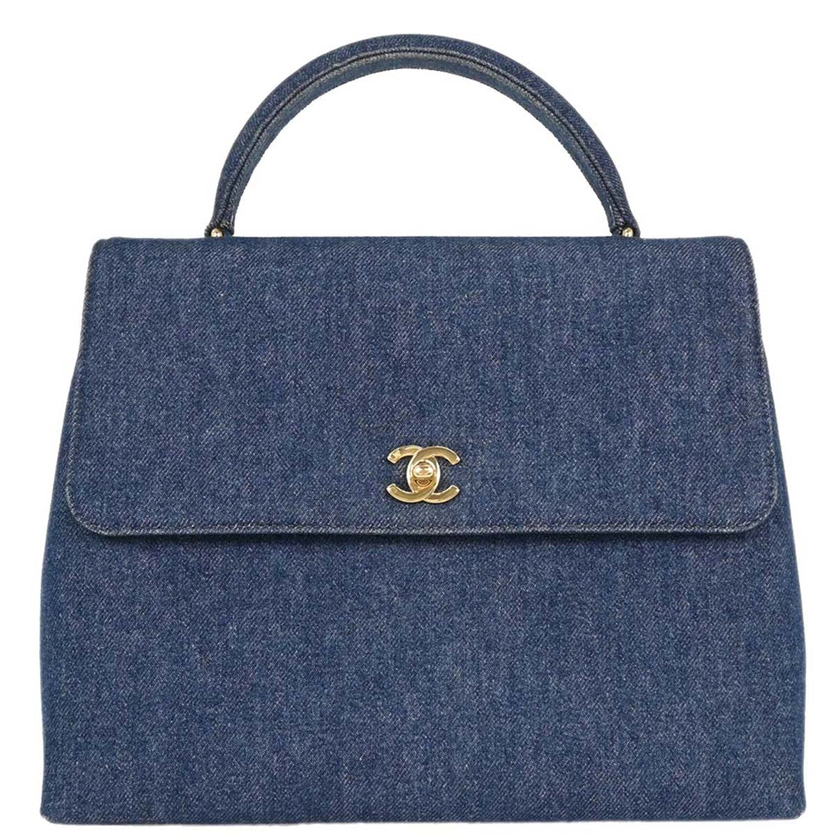 Chanel 1997-1999 Blue Denim Top Handle Handbag