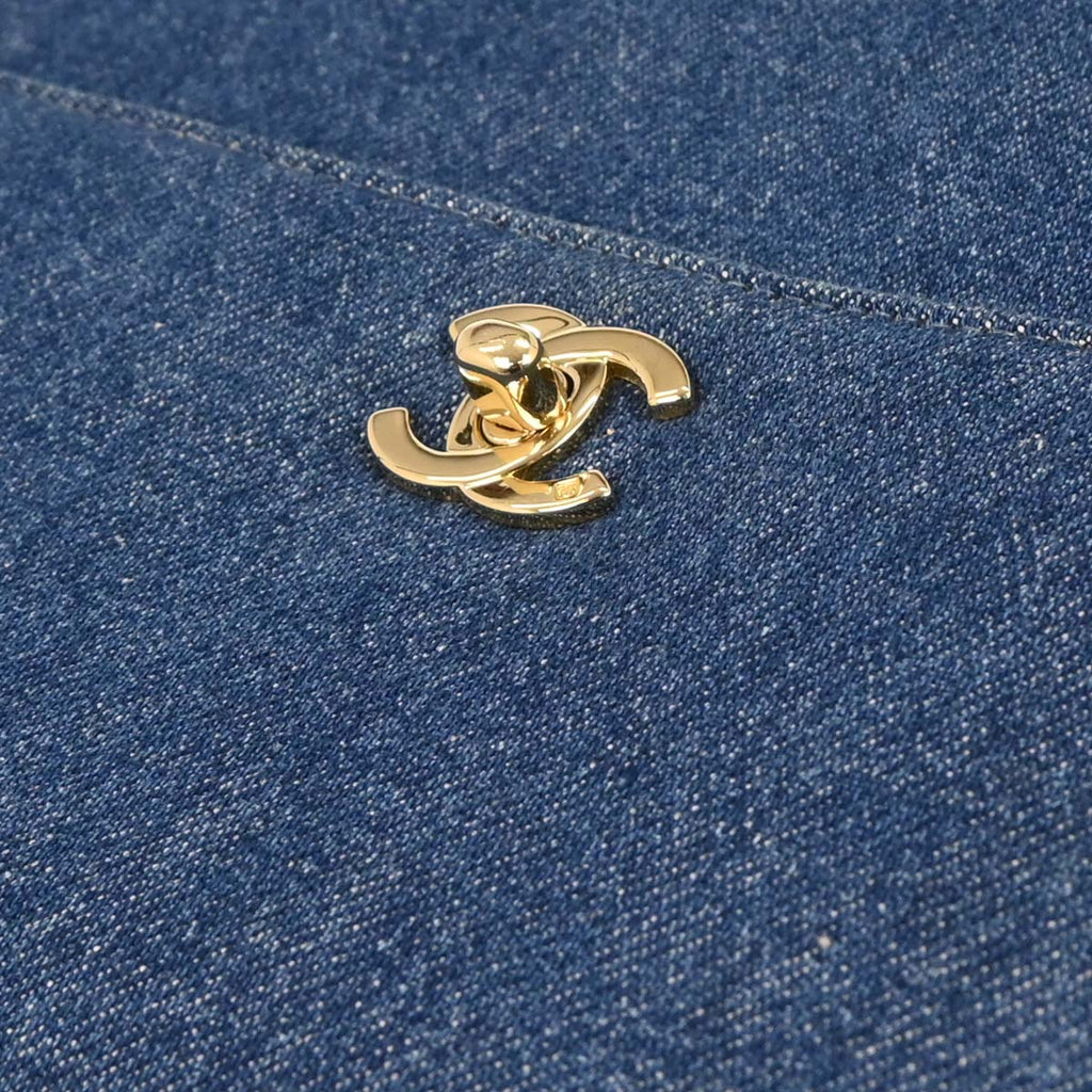 Chanel 1997-1999 Blue Denim Top Handle Handbag