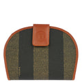 Fendi Black Brown Pequin Wallet Purse