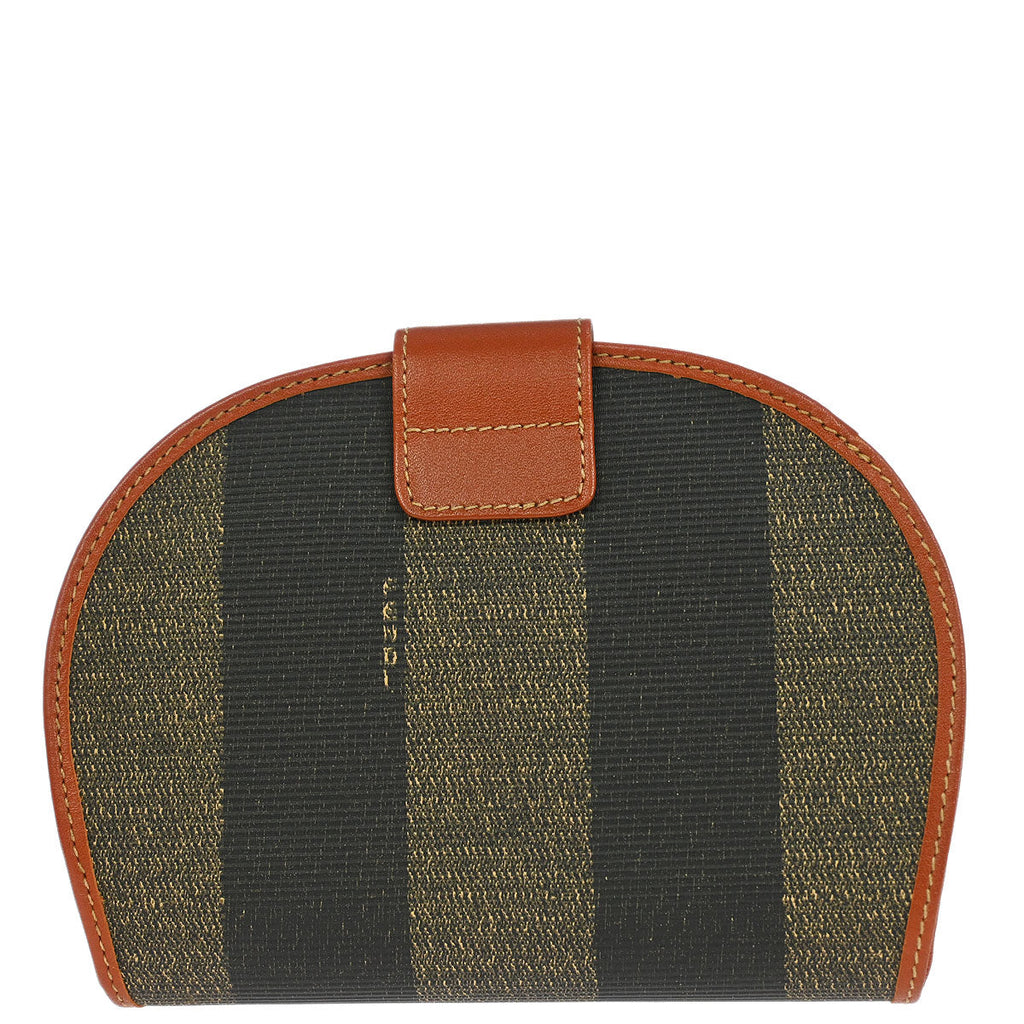 Fendi Black Brown Pequin Wallet Purse