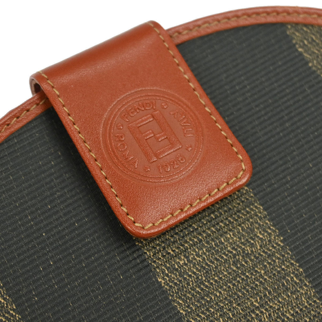 Fendi Black Brown Pequin Wallet Purse