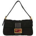 Fendi Black Suede Baguette Handbag