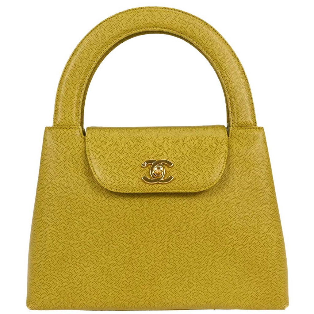 Chanel 1997-1999 Yellow Caviar Handbag